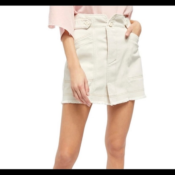 Free People Alpha Utility Denim Mini Skirt Size 0 - Picture 2 of 12